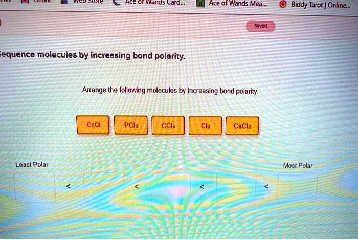 Arrange the following molecules by increasing bond polarity.